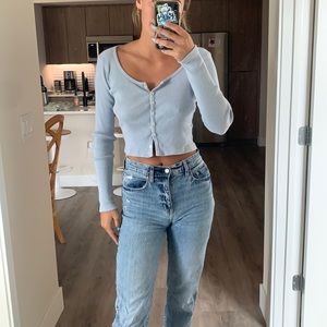 Brandy Melville baby blue button down top